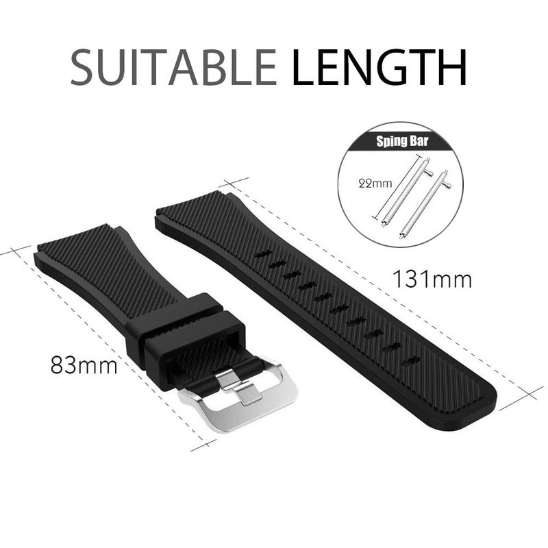 FanTEK Band for Galaxy Watch 3 45mm / Galaxy Watch 46mm / Gear S3 Watch, 22mm Silicone Sport Quick Release Replacement Strap for Moto 360 2nd Gen 46mm/ Pebble Time Steel Smart Watch, Black - Image 4